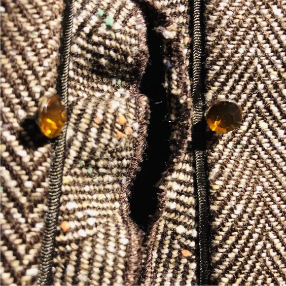 VILLAGER By LIZ CLAIBORNE Brown Blazer Jacket Women's Size 16 Open Front Ruffle - Picture 8 of 12